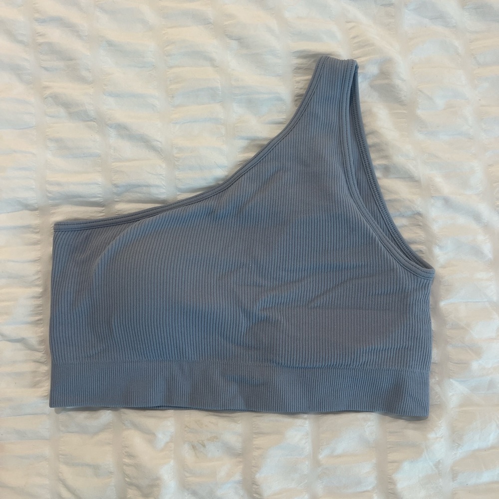 Amazon One-Shoulder Ribbed Bralette in Blue